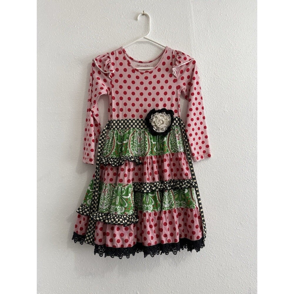 Mustard Pie Girls Dress Sz 6X Cottage Core Boho Colorful Patchwork Skirt